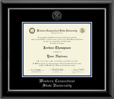 Western Connecticut State University diploma frame - Silver Embossed Diploma Frame in Onyx Silver