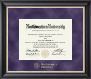 Northwestern University Gold Embossed Diploma Frame in Noir