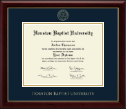 Houston Baptist University Gold Embossed Diploma Frame in Gallery