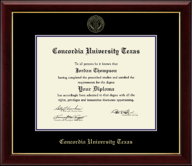 Concordia University Texas diploma frame - Gold Embossed Diploma Frame in Gallery