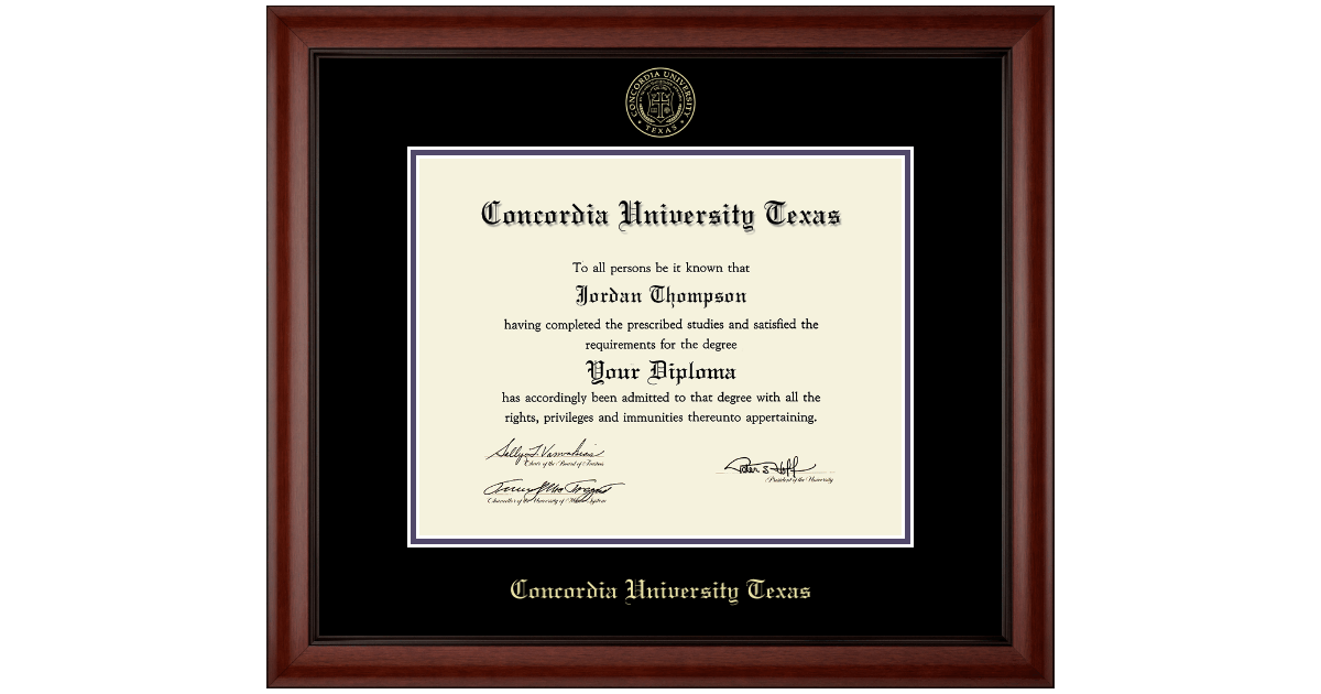 Gold Embossed Diploma Frame in Cambridge Concordia University Texas