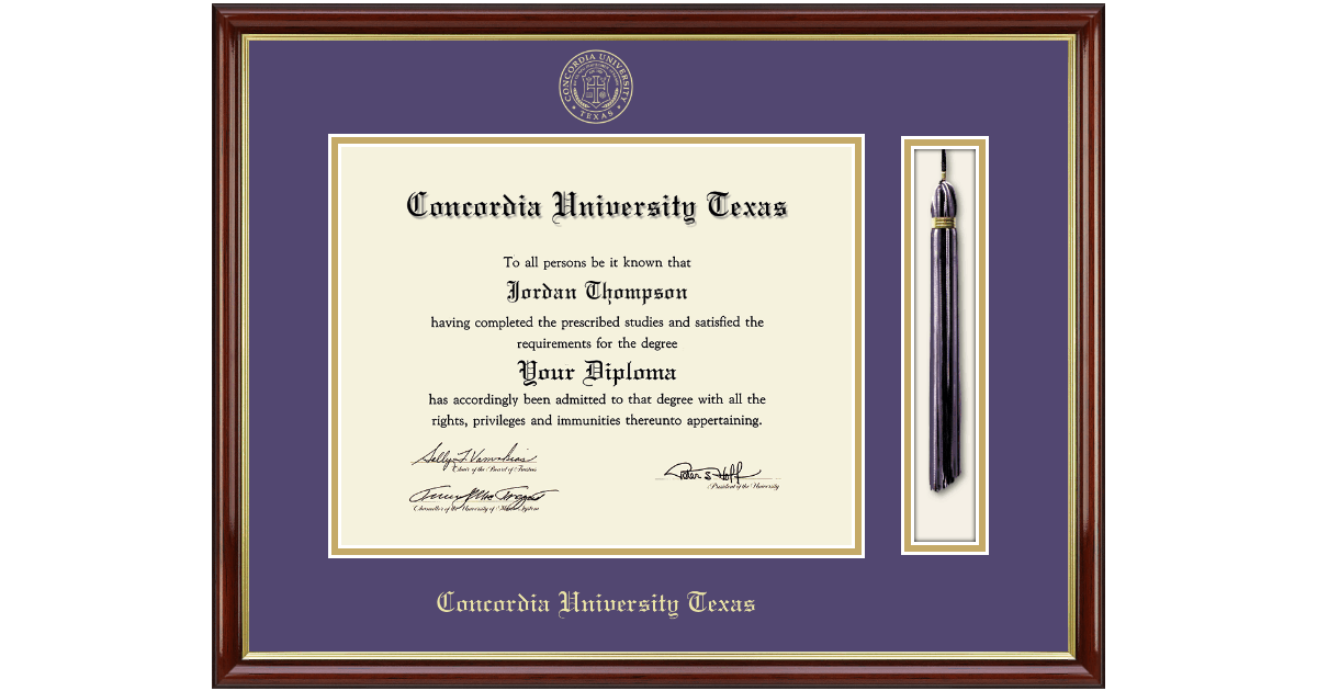 Tassel & Cord Diploma Frame in Southport Gold Concordia University
