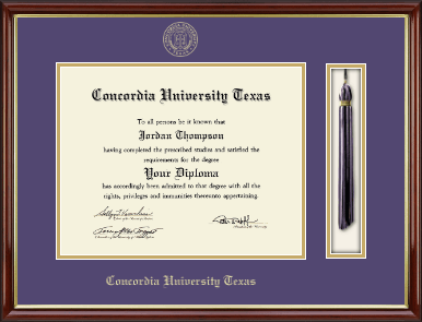 Concordia University Texas diploma frame - Tassel & Cord Diploma Frame in Southport Gold