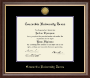 Concordia University Texas Gold Engraved Medallion Diploma Frame in Hampshire