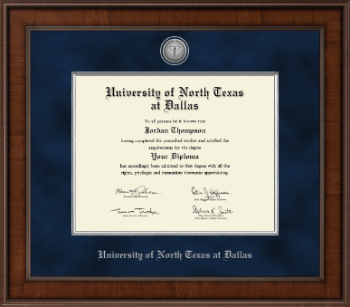 University of North Texas at Dallas diploma frame - Presidential Silver Engraved Diploma Frame in Madison