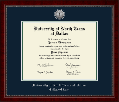 University of North Texas at Dallas diploma frame - Silver Engraved Medallion Diploma Frame in Sutton