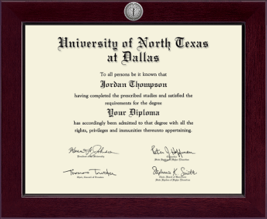 University of North Texas at Dallas diploma frame - Century Silver Engraved Diploma Frame in Cordova