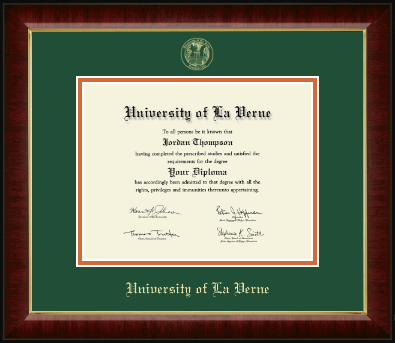 University of La Verne diploma frame - Gold Embossed Diploma Frame in Murano