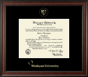 Wesleyan University Gold Embossed Diploma Frame in Studio