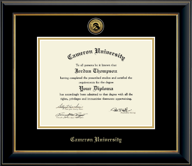 Cameron University diploma frame - Gold Engraved Medallion Diploma Frame in Onyx Gold