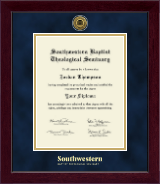 Southwestern Baptist Theological Seminary diploma frame - Gold Engraved Medallion Diploma Frame in Cordova
