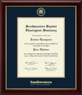 Southwestern Baptist Theological Seminary diploma frame - Gold Embossed Diploma Frame in Gallery