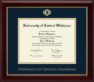 University of Central Oklahoma Gold Embossed Diploma Frame in Gallery