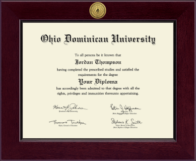 Ohio Dominican University diploma frame - Century Gold Engraved Diploma Frame in Cordova