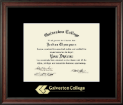 Galveston College Gold Embossed Diploma Frame in Studio