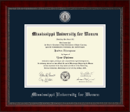 Mississippi University for Women Silver Engraved Medallion Diploma Frame in Sutton