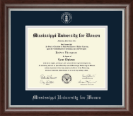 Mississippi University for Women Silver Embossed Diploma Frame in Devonshire