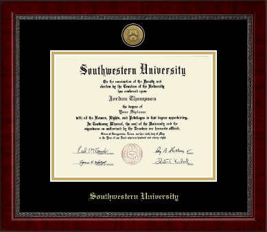 Southwestern University diploma frame - Gold Engraved Medallion Diploma Frame in Sutton
