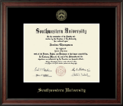 Southwestern University Gold Embossed Diploma Frame in Studio