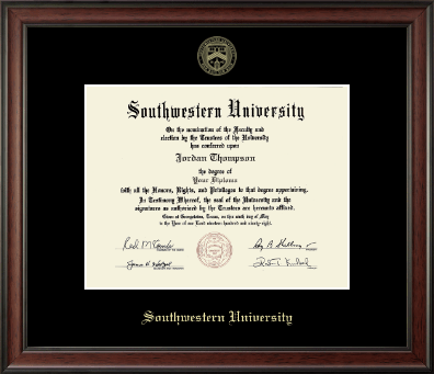 Southwestern University diploma frame - Gold Embossed Diploma Frame in Studio
