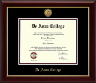 DeAnza College Gold Engraved Medallion Diploma Frame in Gallery