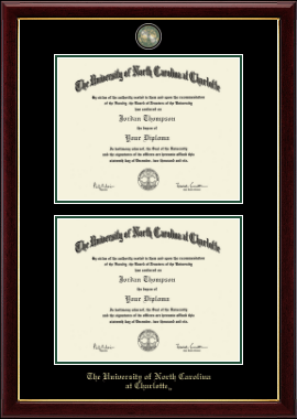 The University of North Carolina at Charlotte diploma frame - Masterpiece Medallion Double Diploma Frame in Gallery