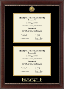 Gold Engraved Double Diploma Medallion Frame