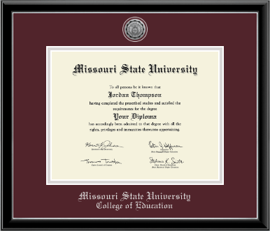 Missouri State University diploma frame - Silver Engraved Medallion Diploma Frame in Onexa Silver