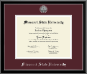 Missouri State University Silver Engraved Medallion Diploma Frame in Onexa Silver