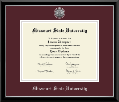 Missouri State University diploma frame - Silver Engraved Medallion Diploma Frame in Onexa Silver