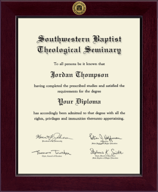 Southwestern Baptist Theological Seminary diploma frame - Century Gold Engraved Diploma Frame in Cordova