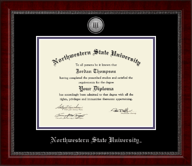 Northwestern State University diploma frame - Silver Engraved Medallion Diploma Frame in Sutton