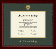 St. Norbert College Gold Engraved Medallion Diploma Frame in Sutton