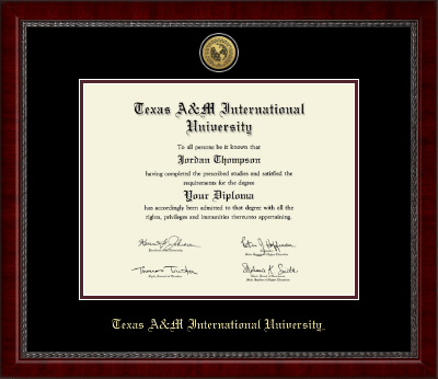 Texas A&M International University in Laredo diploma frame - Gold Engraved Medallion Diploma Frame in Sutton