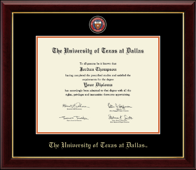 The University of Texas at Dallas diploma frame - Masterpiece Medallion Diploma Frame in Gallery