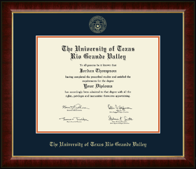 The University of Texas Rio Grande Valley diploma frame - Gold Embossed Diploma Frame in Murano