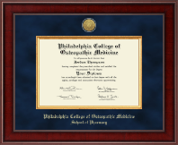 Philadelphia College of Osteopathic Medicine diploma frame - Presidential Gold Engraved Diploma Frame in Jefferson