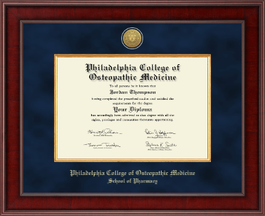 Philadelphia College of Osteopathic Medicine diploma frame - Presidential Gold Engraved Diploma Frame in Jefferson