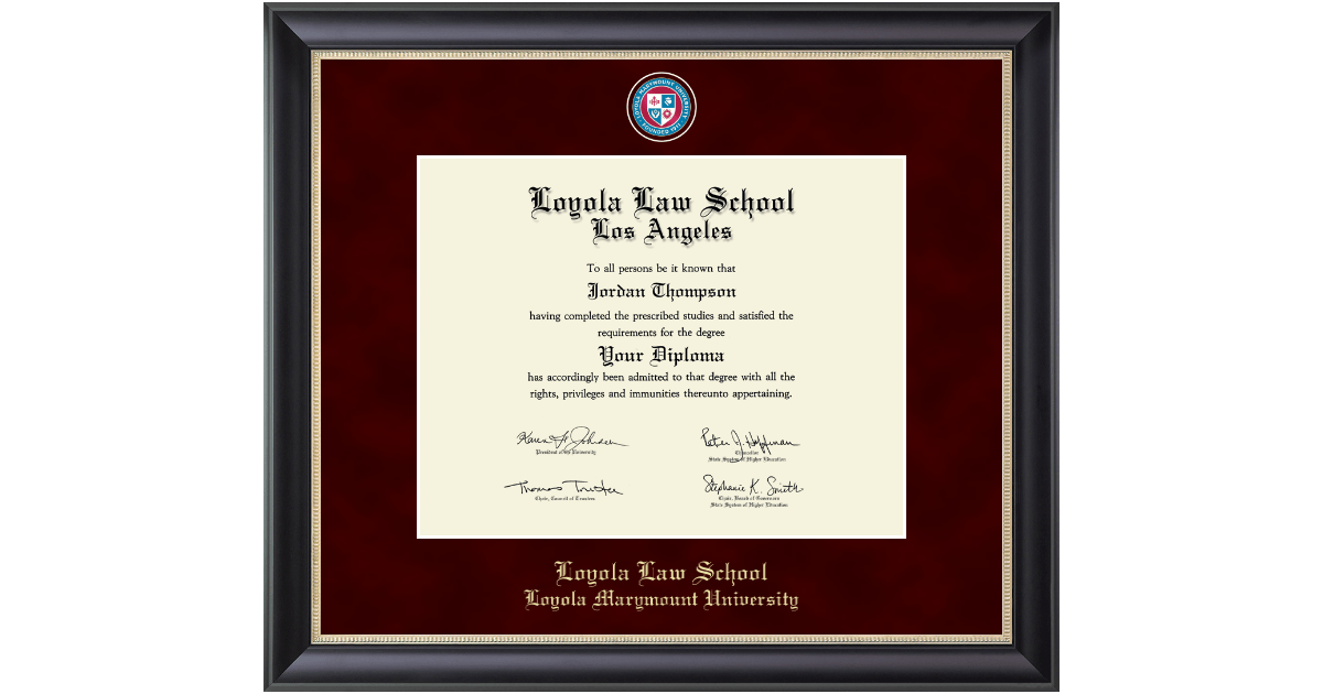 Regal Edition Diploma Frame in Noir Loyola Law School Los Angeles