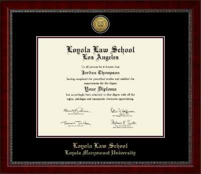 Loyola Law School Los Angeles diploma frame - Gold Engraved Medallion Diploma Frame in Sutton