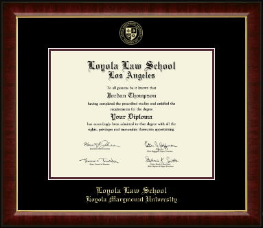 Loyola Law School Los Angeles diploma frame - Gold Embossed Diploma Frame in Murano