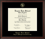 Loyola Law School Los Angeles Gold Embossed Diploma Frame in Studio