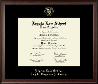 Loyola Law School Los Angeles diploma frame - Gold Embossed Diploma Frame in Studio
