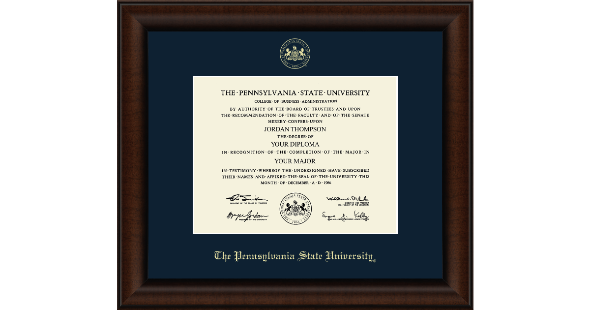 Gold Embossed Diploma Frame in Lenox Pennsylvania State University Item 348362 from Student