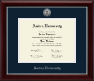 Ambra University diploma frame - Silver Engraved Medallion Diploma Frame in Gallery Silver
