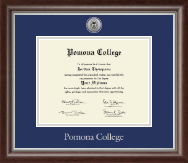 Pomona College Silver Engraved Medallion Diploma Frame in Devonshire