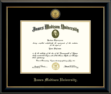 James Madison University diploma frame - Gold Engraved Medallion Diploma Frame in Onyx Gold