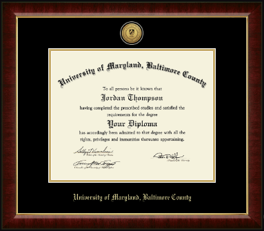 University of Maryland, Baltimore County diploma frame - Gold Engraved Medallion Diploma Frame in Murano