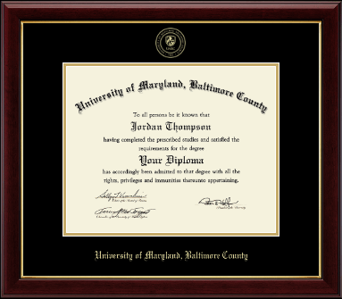 University of Maryland, Baltimore County diploma frame - Gold Embossed Diploma Frame in Gallery
