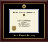 Saint Vincent Seminary Gold Engraved Medallion Diploma Frame in Gallery